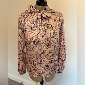 United Colors of Benetton Pink Tom & Jerry Silk Top with Necktie